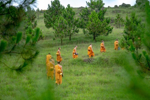 Monks at sunrise
